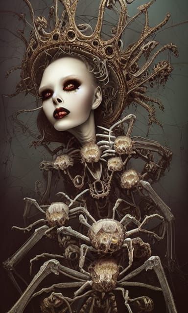 Spider Queen Skeleton in Pop Surrealism Style