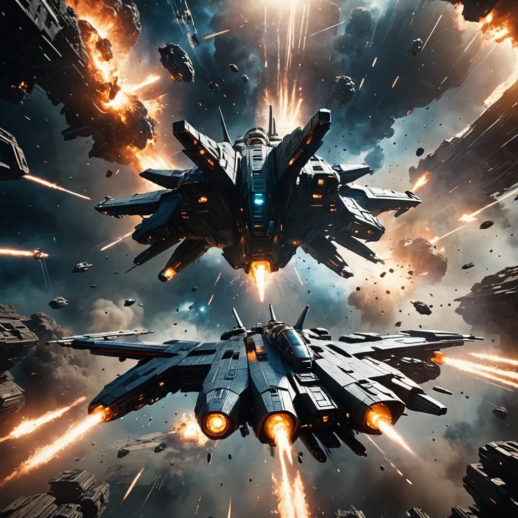 Galactica Spaceship in Epic Sci-Fi Battle