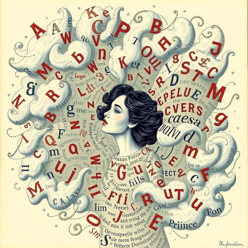 Woman Dances Among Words in a Whirlwind of Language