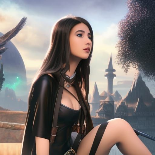 Teenage Girl in Fantasy City Comic Strip