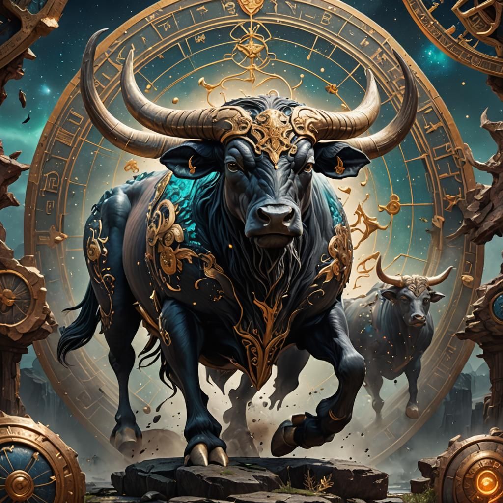 Zodiac Taurus in Detailed Matte Painting
