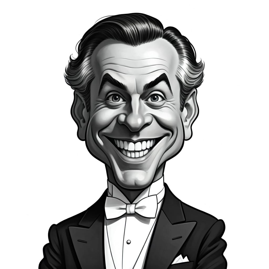 Orchestra Conductor Caricature in Hirschfeld Style