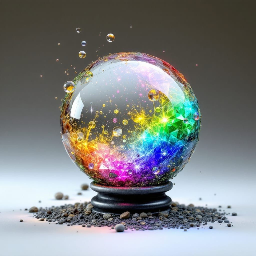 Glass Mirror Globe with Swirling Dust and Magical Light