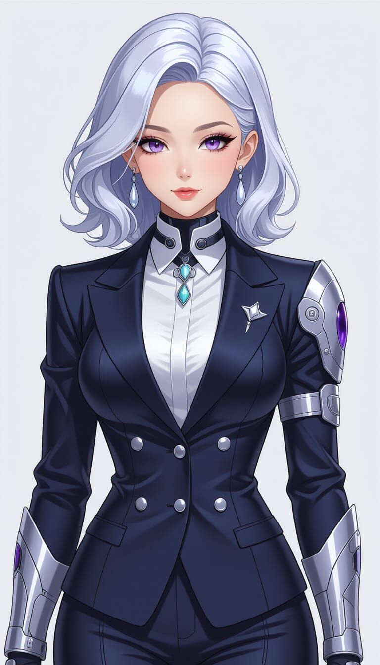 Cybernetic Psionic Woman in Anime Key Visual Style