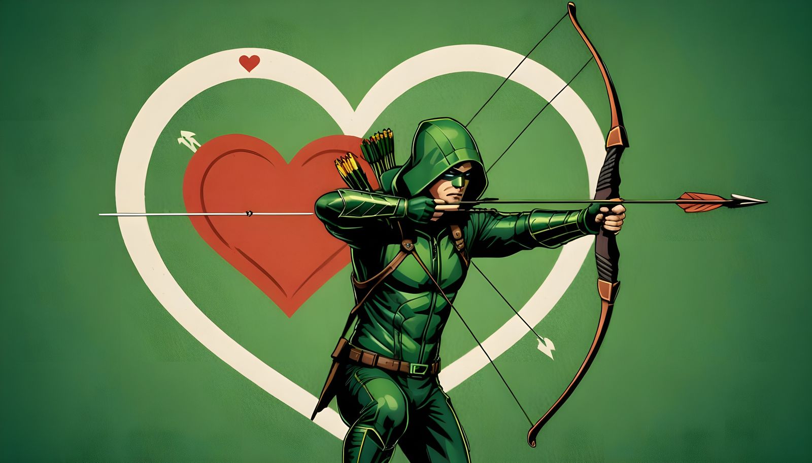 Loving Green Arrow Targets a Heart in Charming Vector Art