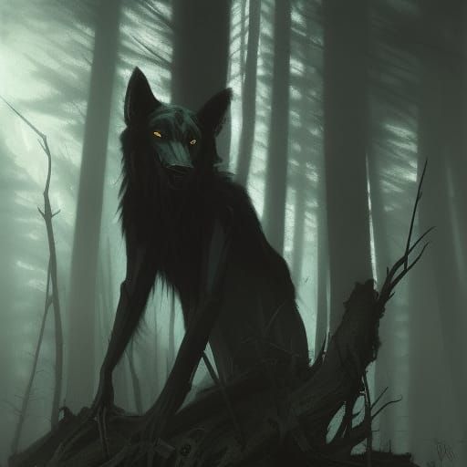 Demonic Werewolf Portrait in High Gothic Noir Style