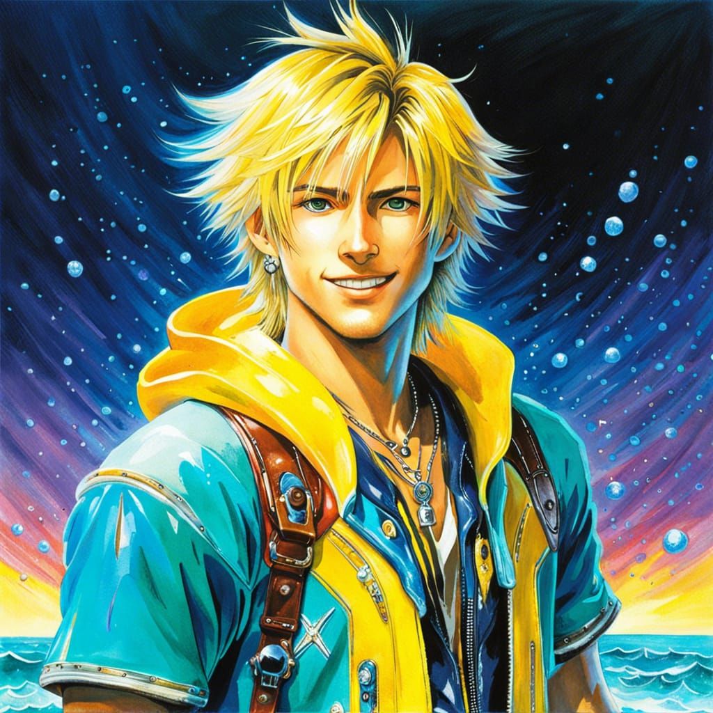 Hyperrealistic Tidus in Final Fantasy Style