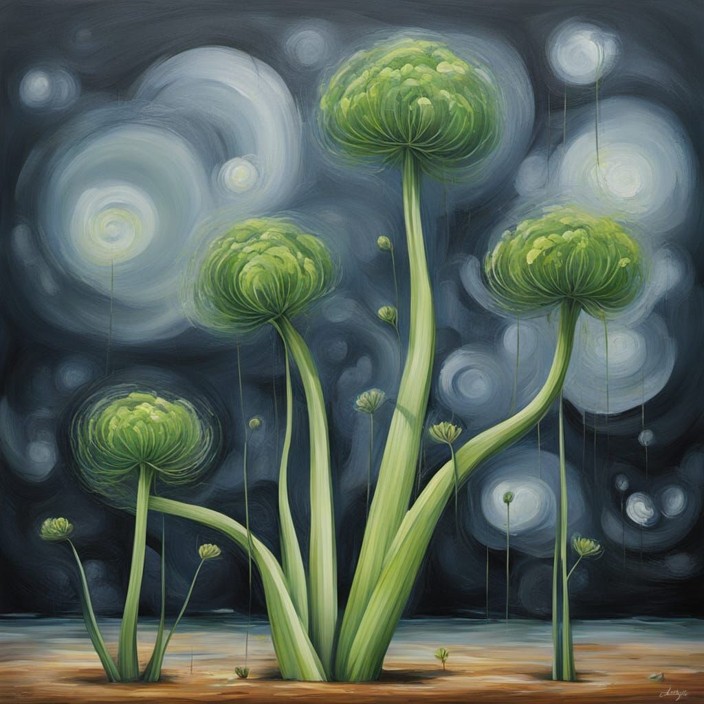 Surreal Abstract Fennel Factory in Ultraminimalism Style