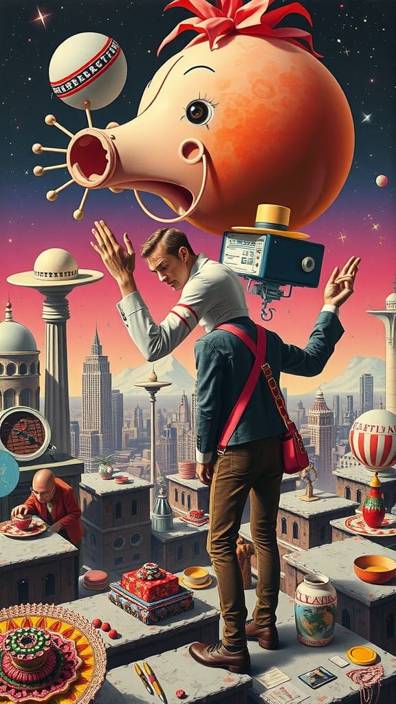 Surreal Avant-Garde Landscape with Vibrant Colors and Distor...