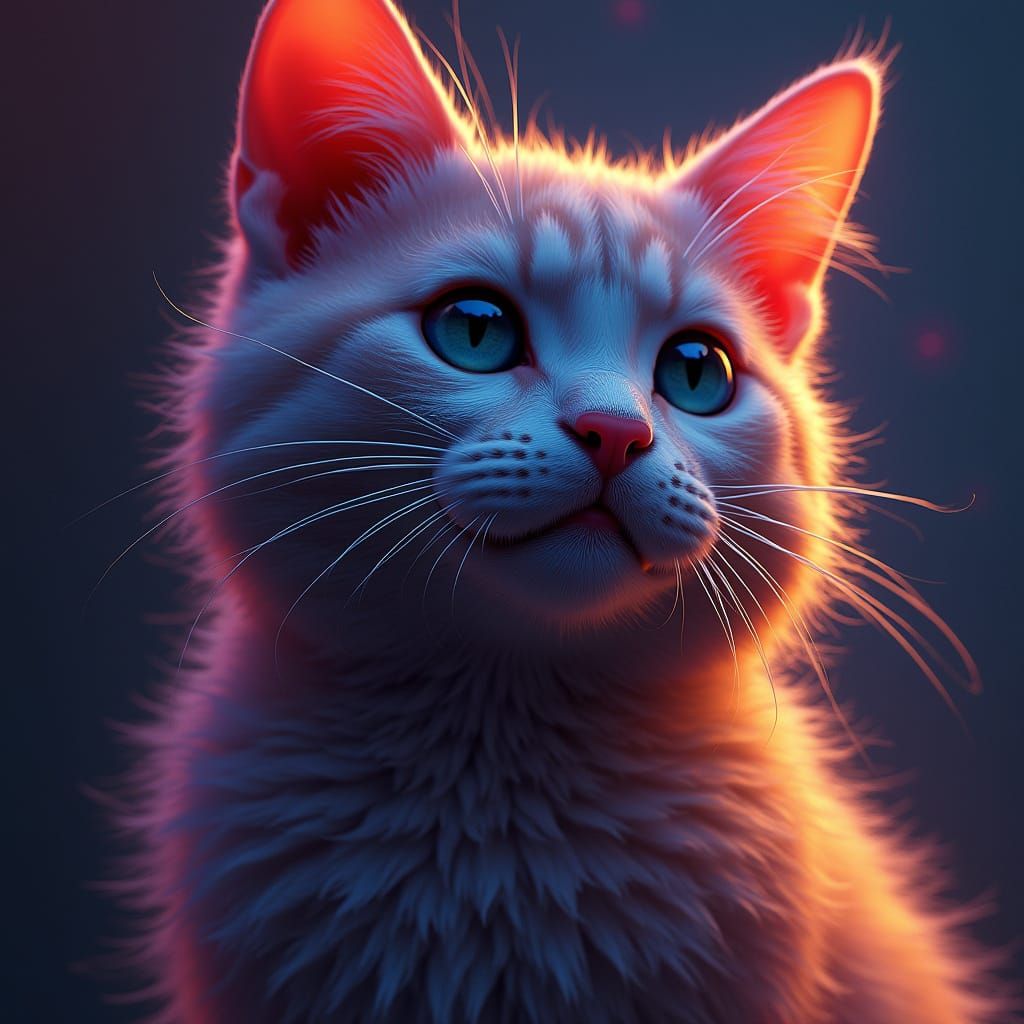 Hyperdetailed Cat Portrait with Ornate Flourishes