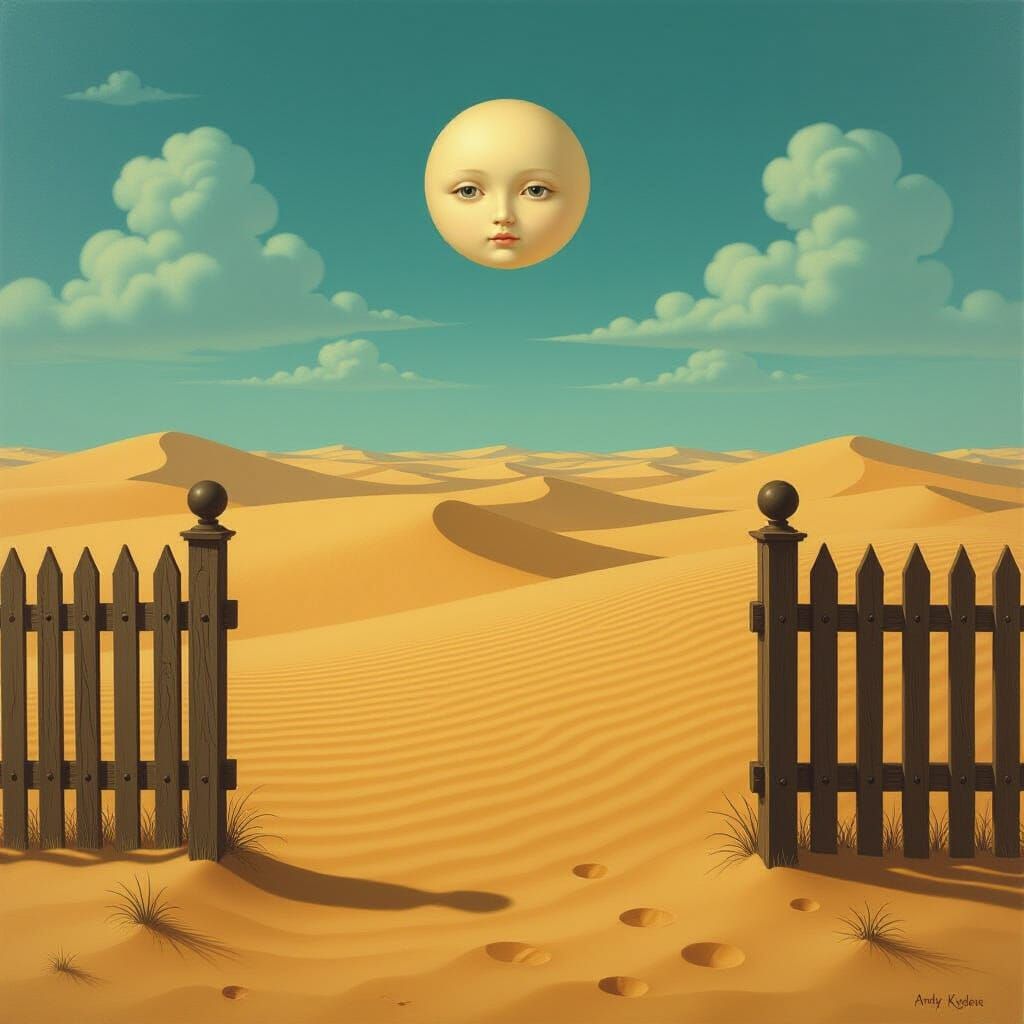 Surreal Shifting Sands in Esoteric Oil Painting