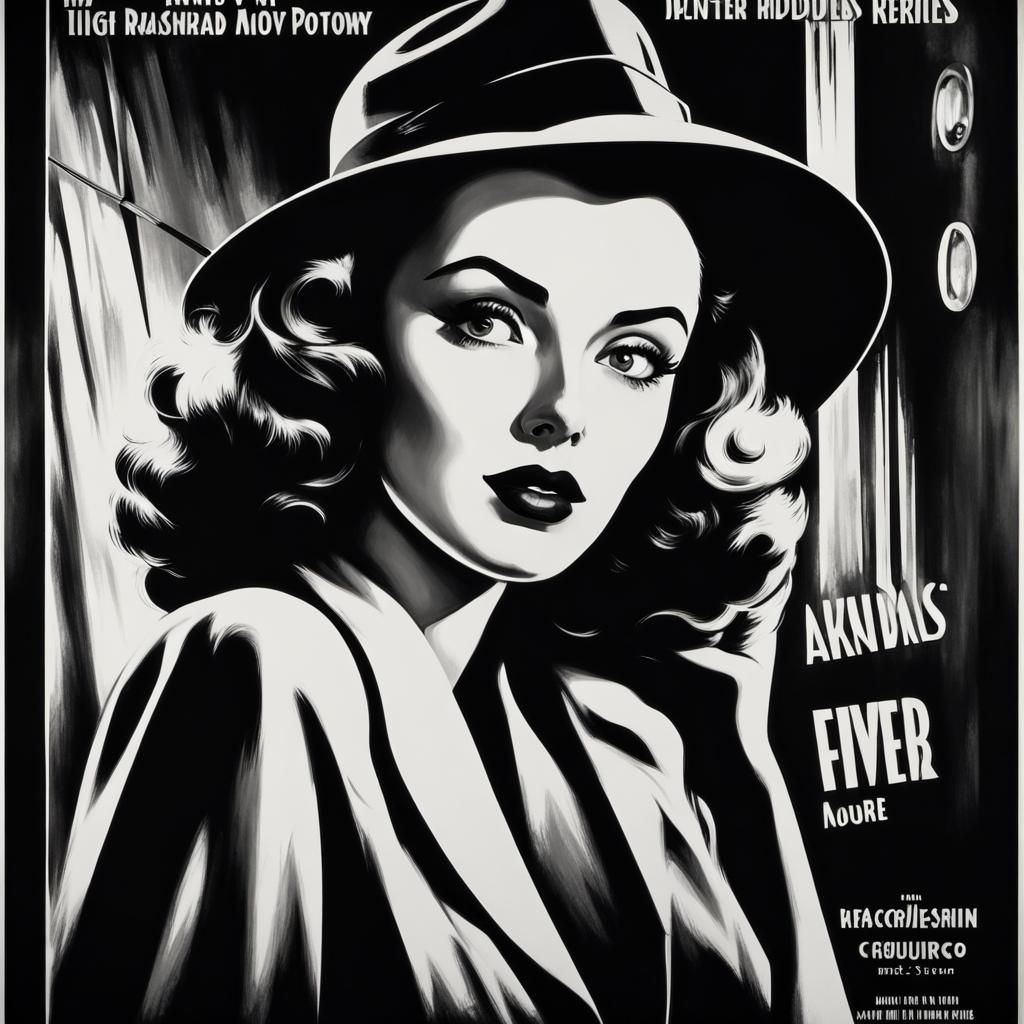 Retro film noir black and white movie poster