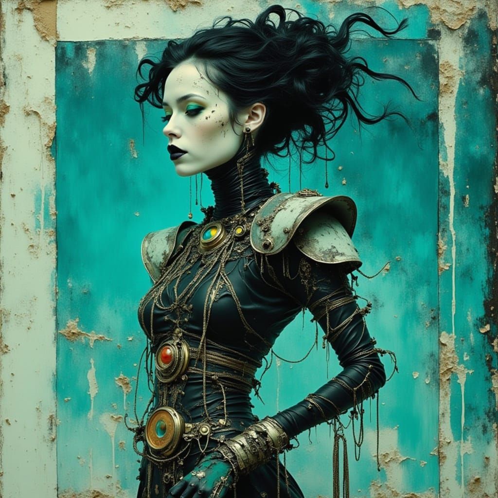 Female Cyborg in Steampunk Style by Martin Ansin