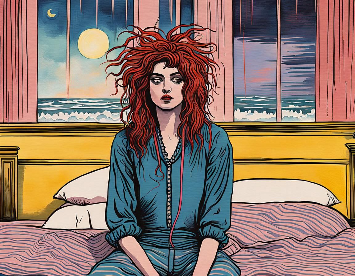 Sorority Girl Waking Up in Vaporwave Style