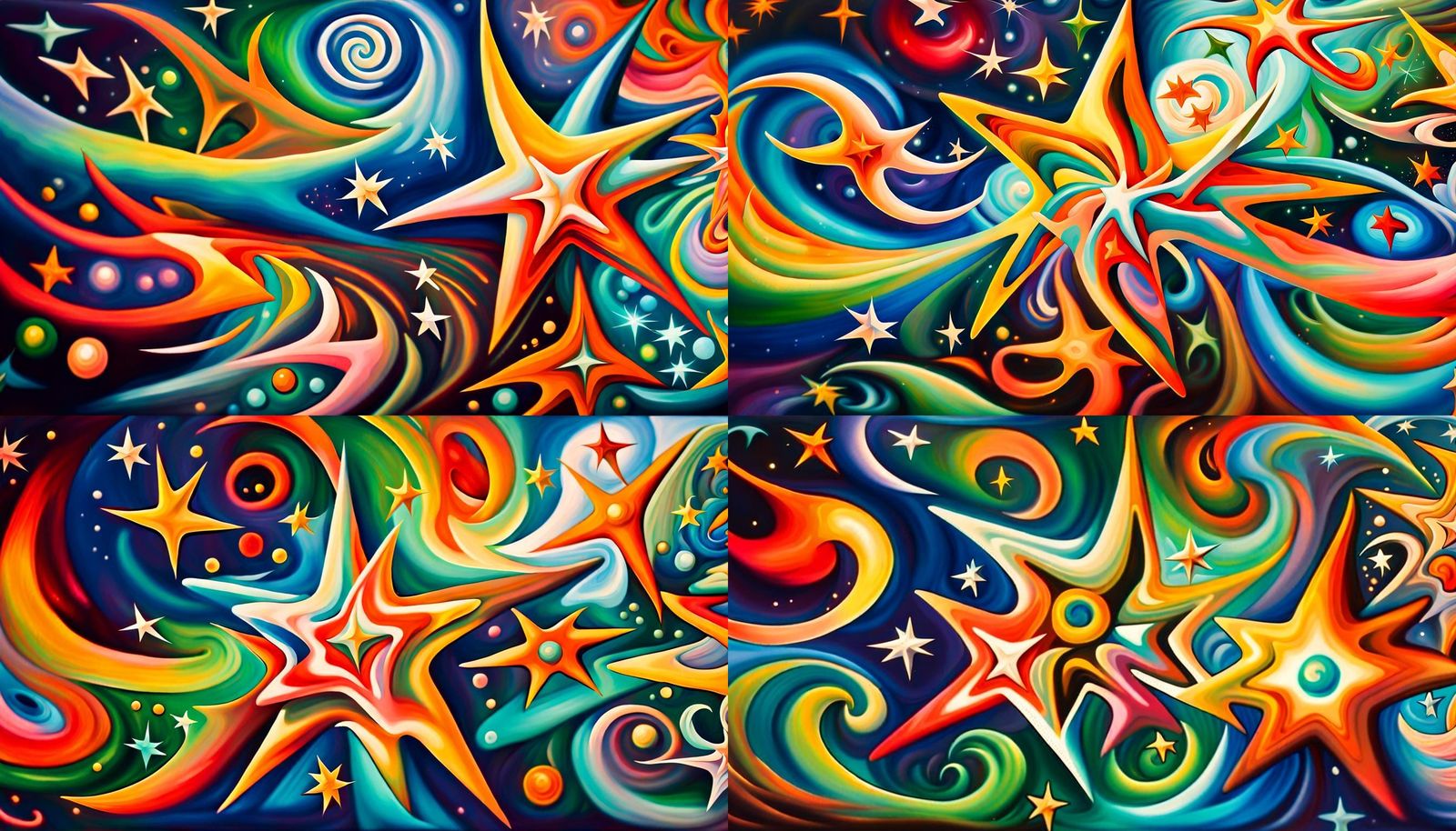 Surreal Star-Beings in Electromagnetic Plasma: Impasto Oil P...