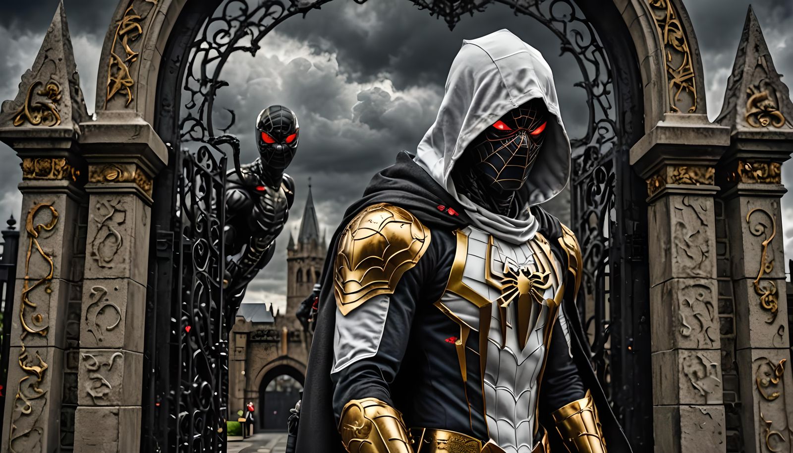 Armored Spider-Man Guards Gates of Hell