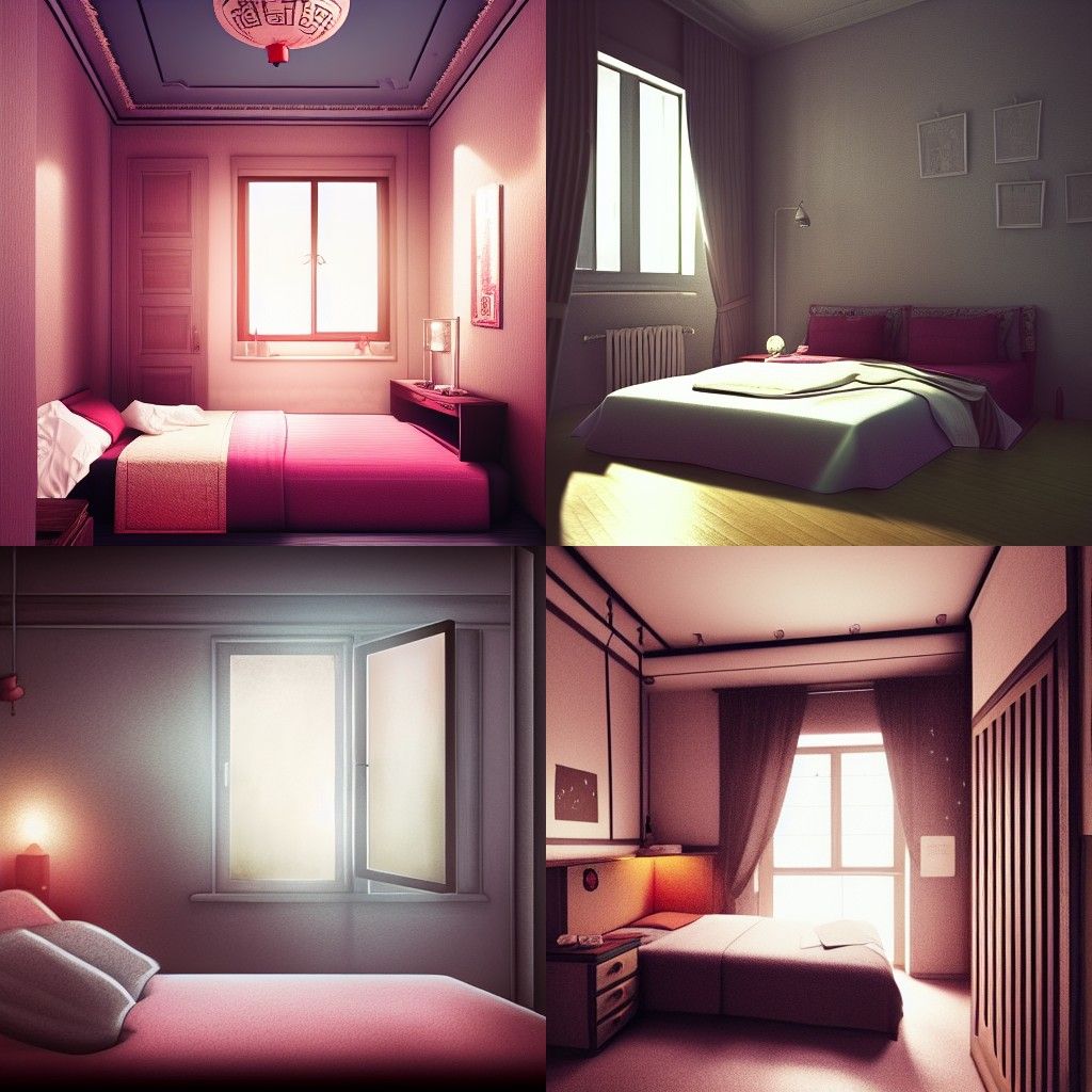 Realistic Asiatic Bedroom with Fantasy Lighting