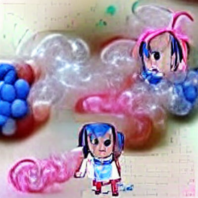 Anime Girl with Pink Pigtails and Candy Bubbles