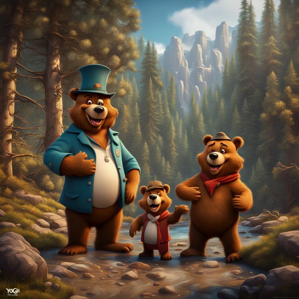Yogi Bear Family: Detailed Matte Painting