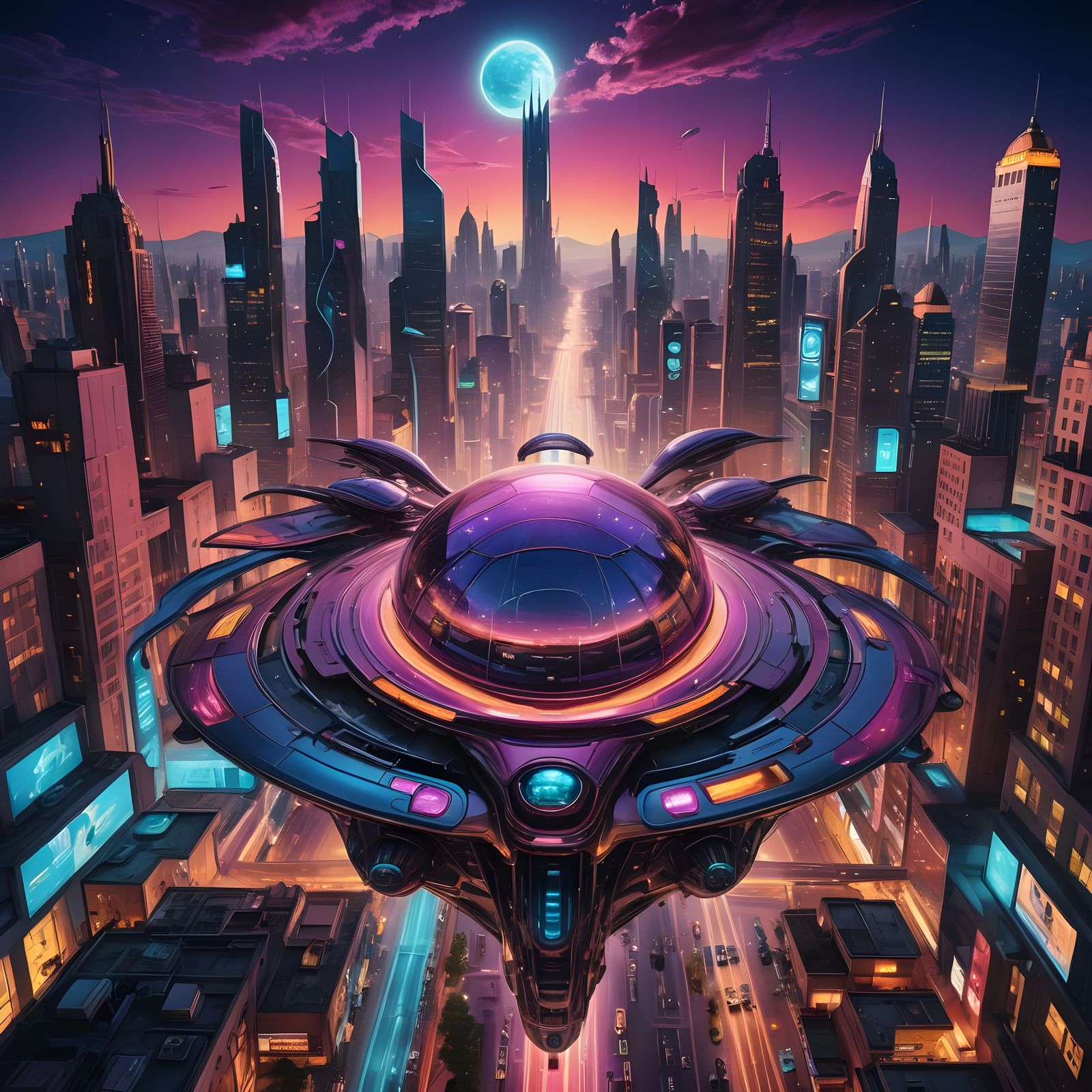 A gigantic supervised AI advanced futuristic technology spac...