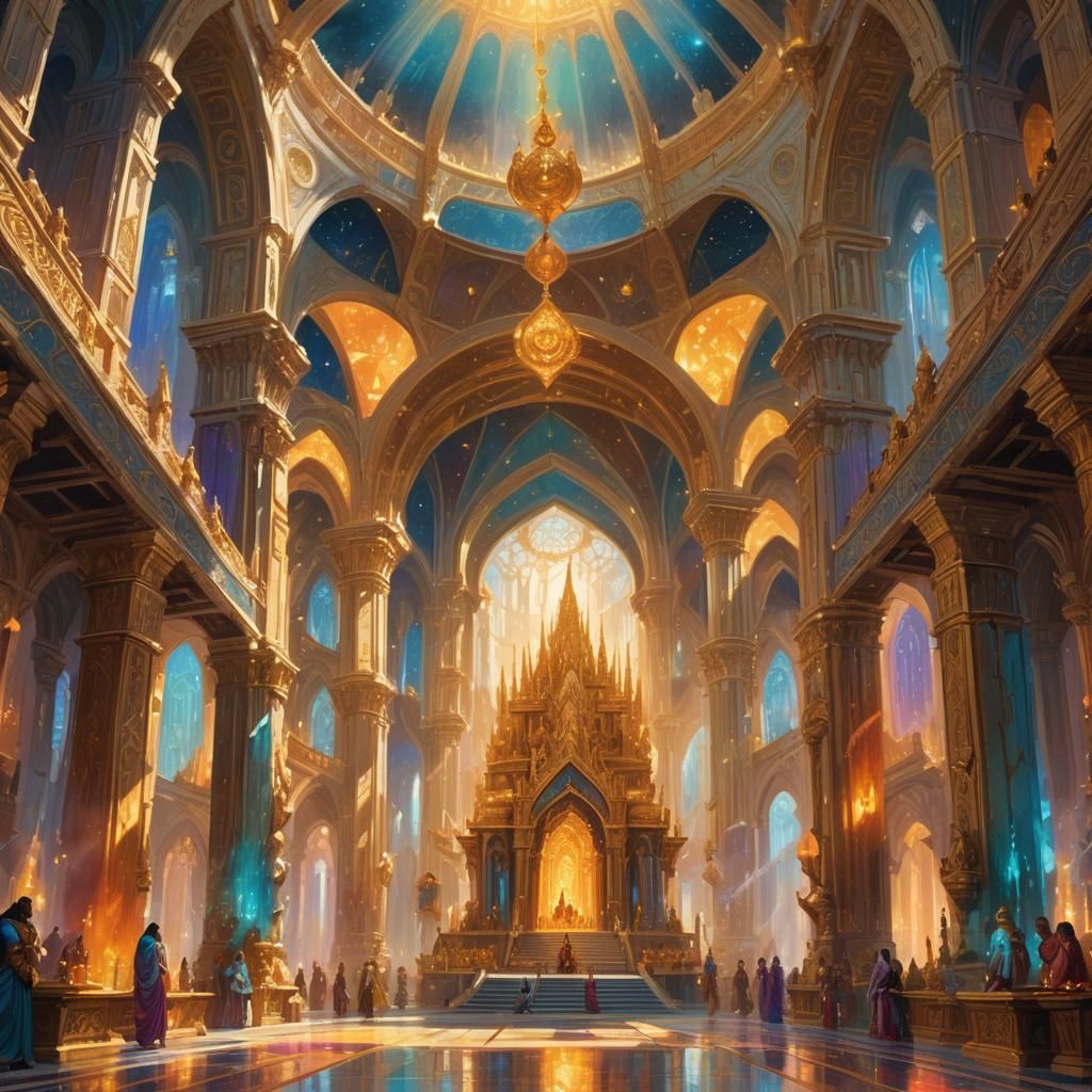 Divine Assembly: Grand Hall in Art Nouveau Style