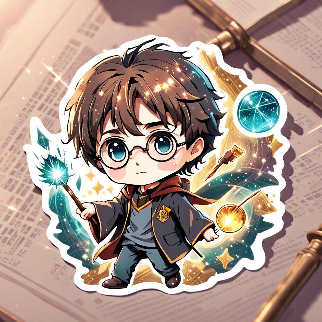 Cute Harry Potter Chibi Sticker in Anime Style