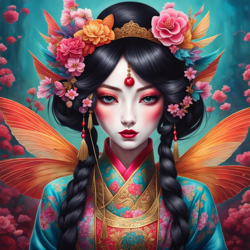 Colorful Geisha Fairy Cat Steam Princess