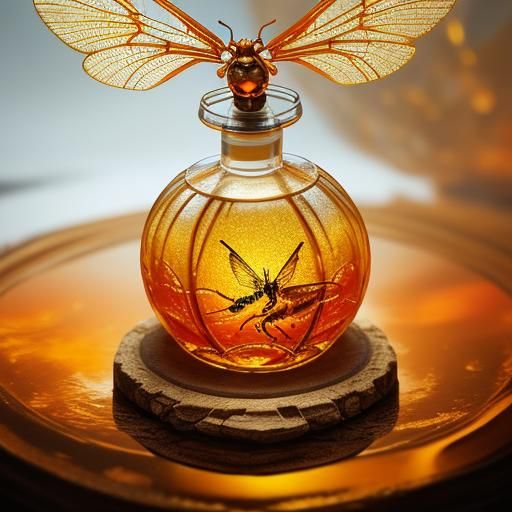 Dragonflies with Fiery Wings Trapped in Perfume Bottle