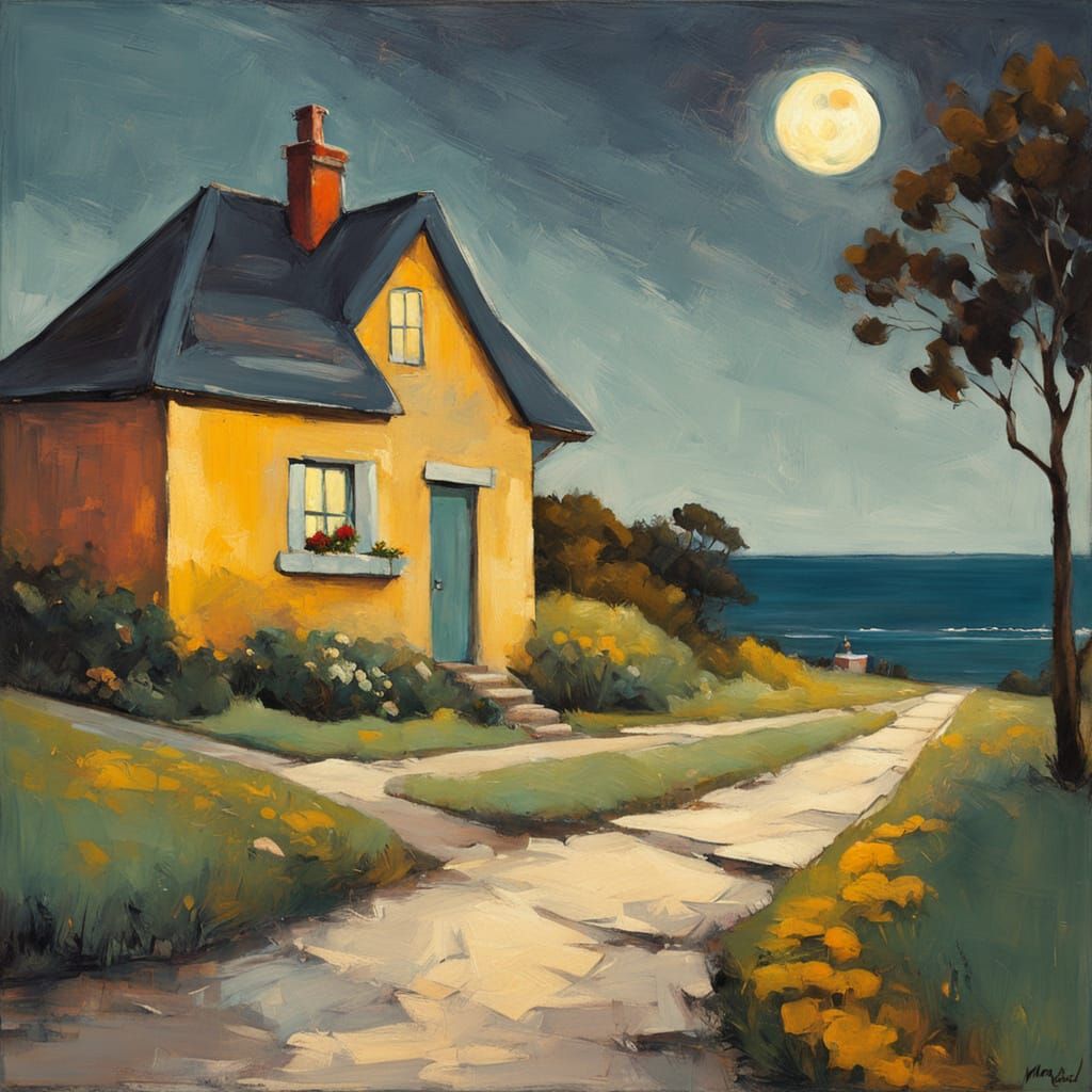 Irish Cottage at Dusk: Impressionist Oil Painting