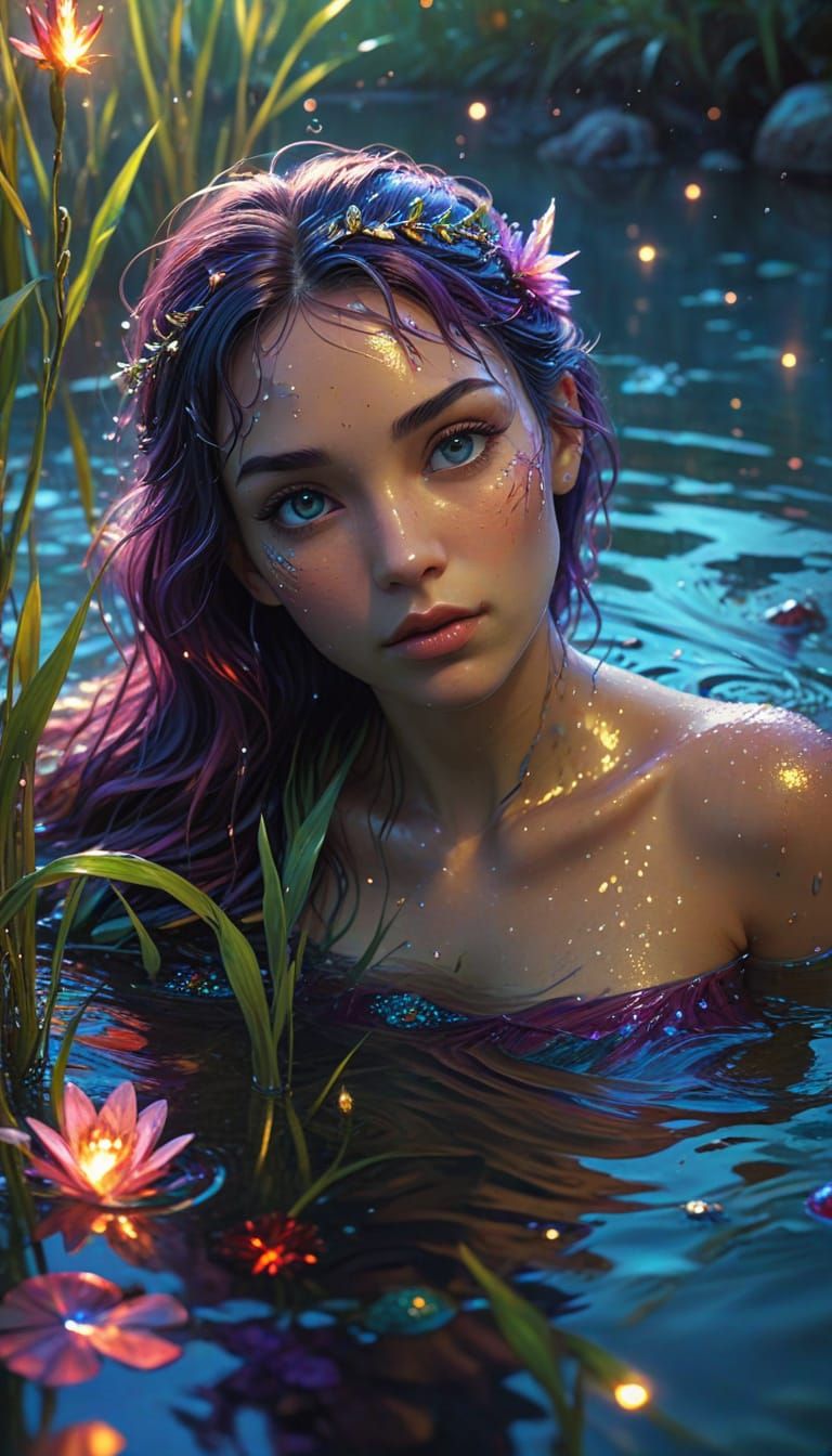 Surreal Water Goddess in a Magical Oil Painting