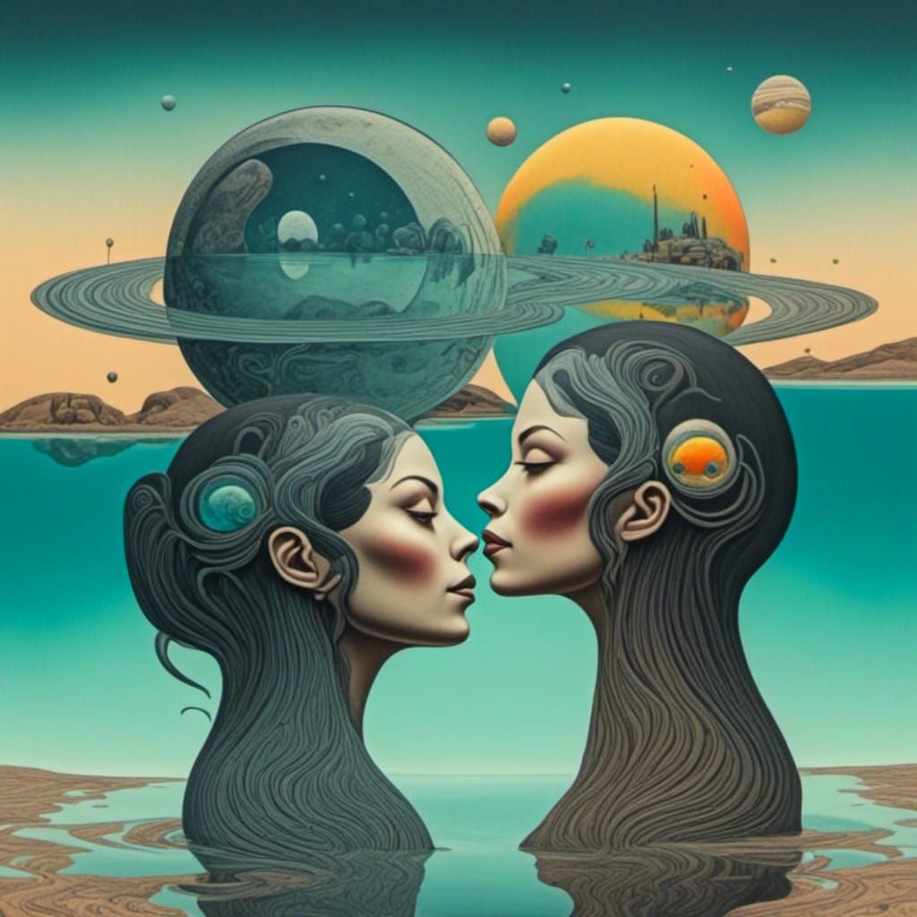 Psychedelic Double Exposure Portrait on Alien Planet