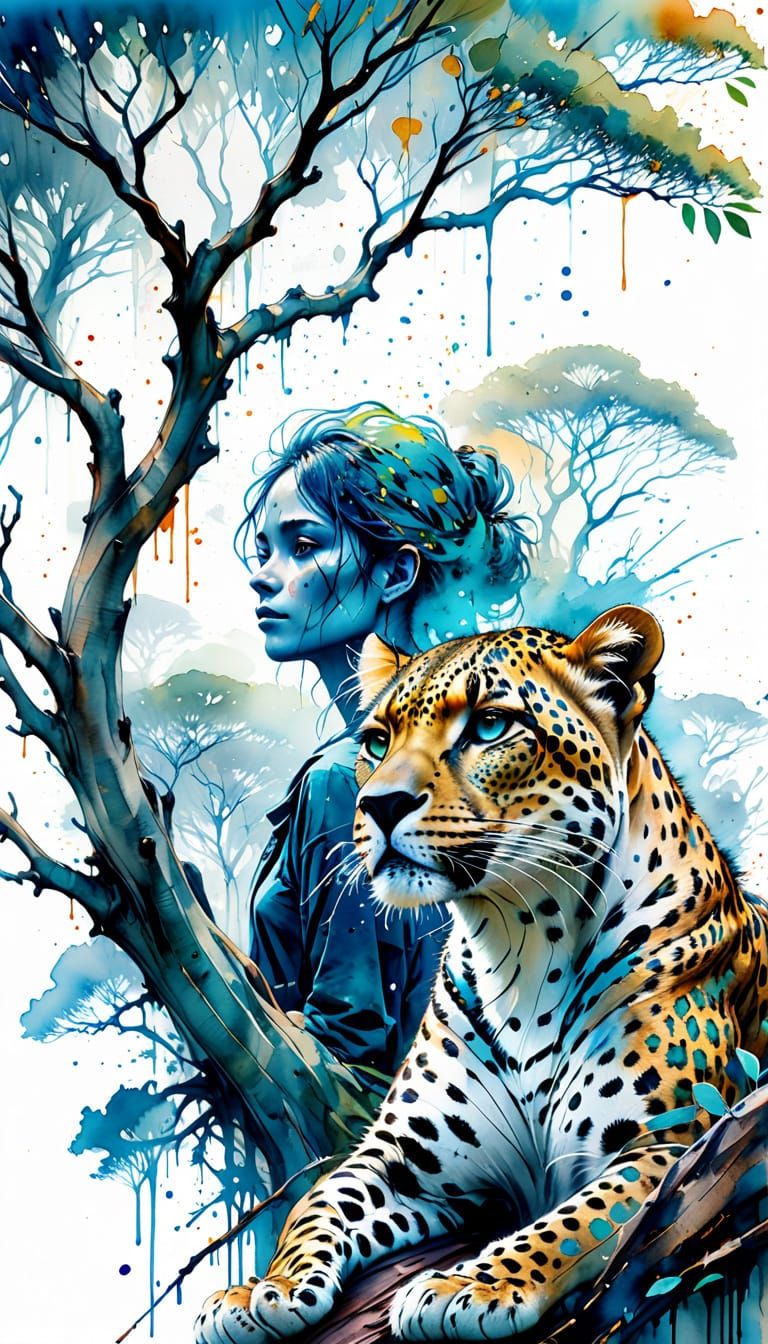 Savannah Serenity in Vibrant Watercolour