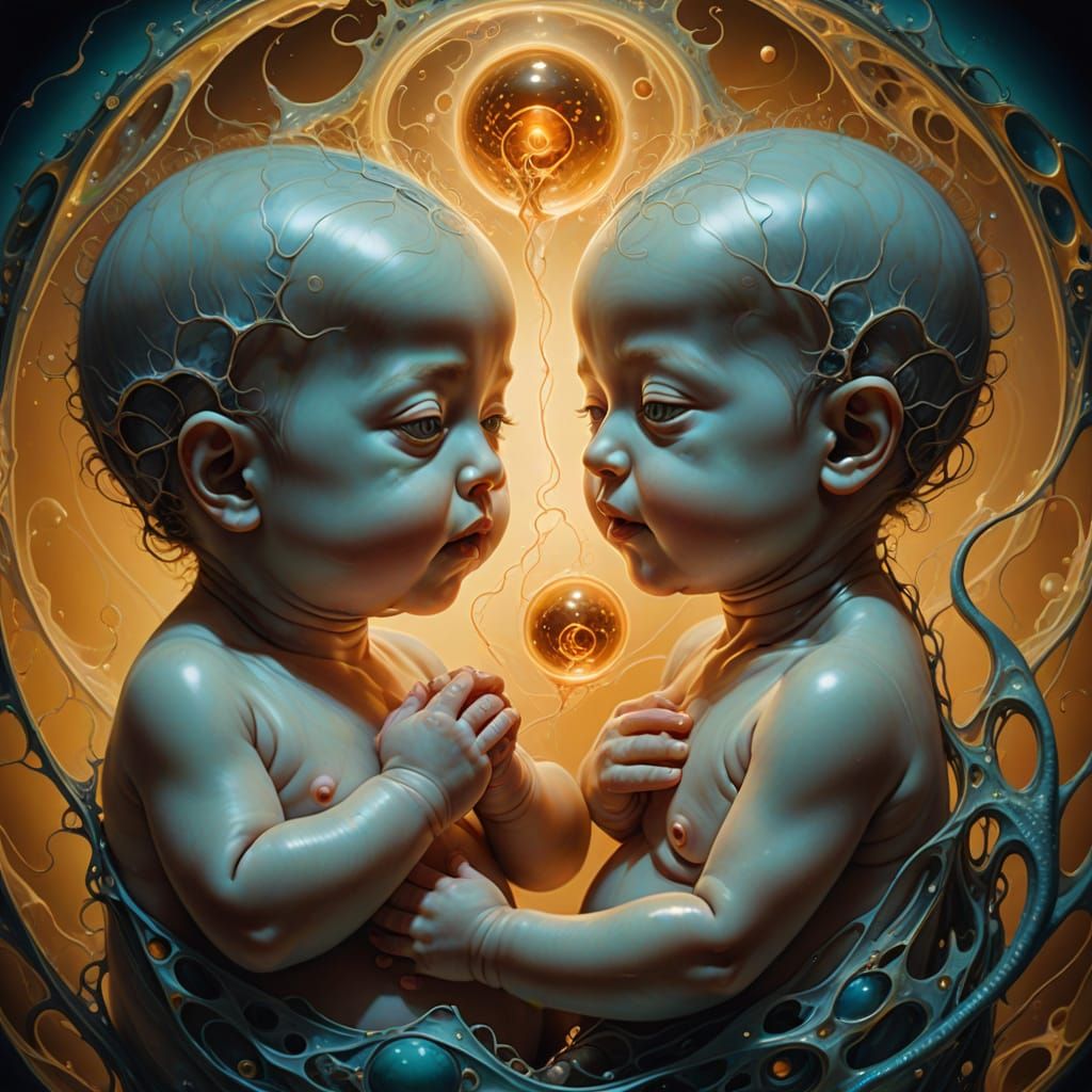 Dreamlike Womb Scene in Vibrant Surrealism