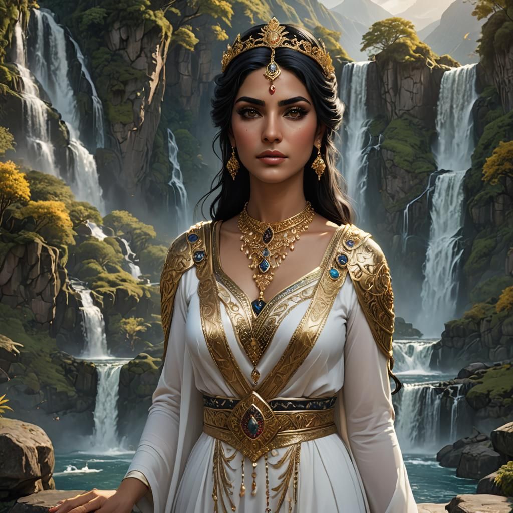 Beautiful Persian Goddess Portrait in Detailed Matte Paintin...