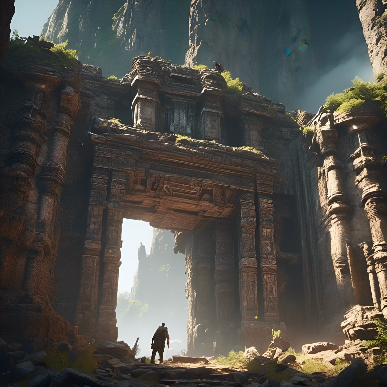 Treasure Hunter in Forgotten Temple: Photorealistic Macro Sh...