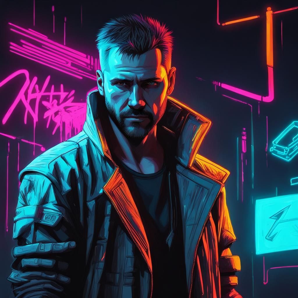 Cyberpunk Artist Creates Neon Magic with Wand