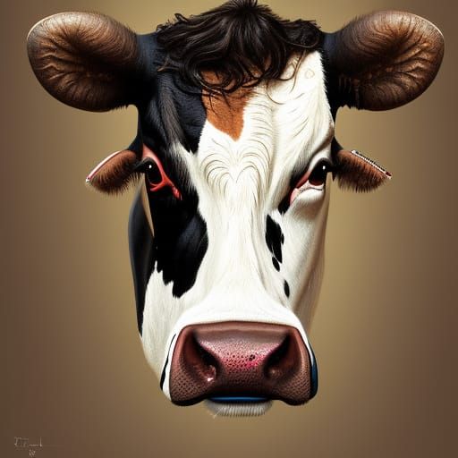 Jimmy Kimmel Cow Hybrid Portrait in Art Nouveau Style