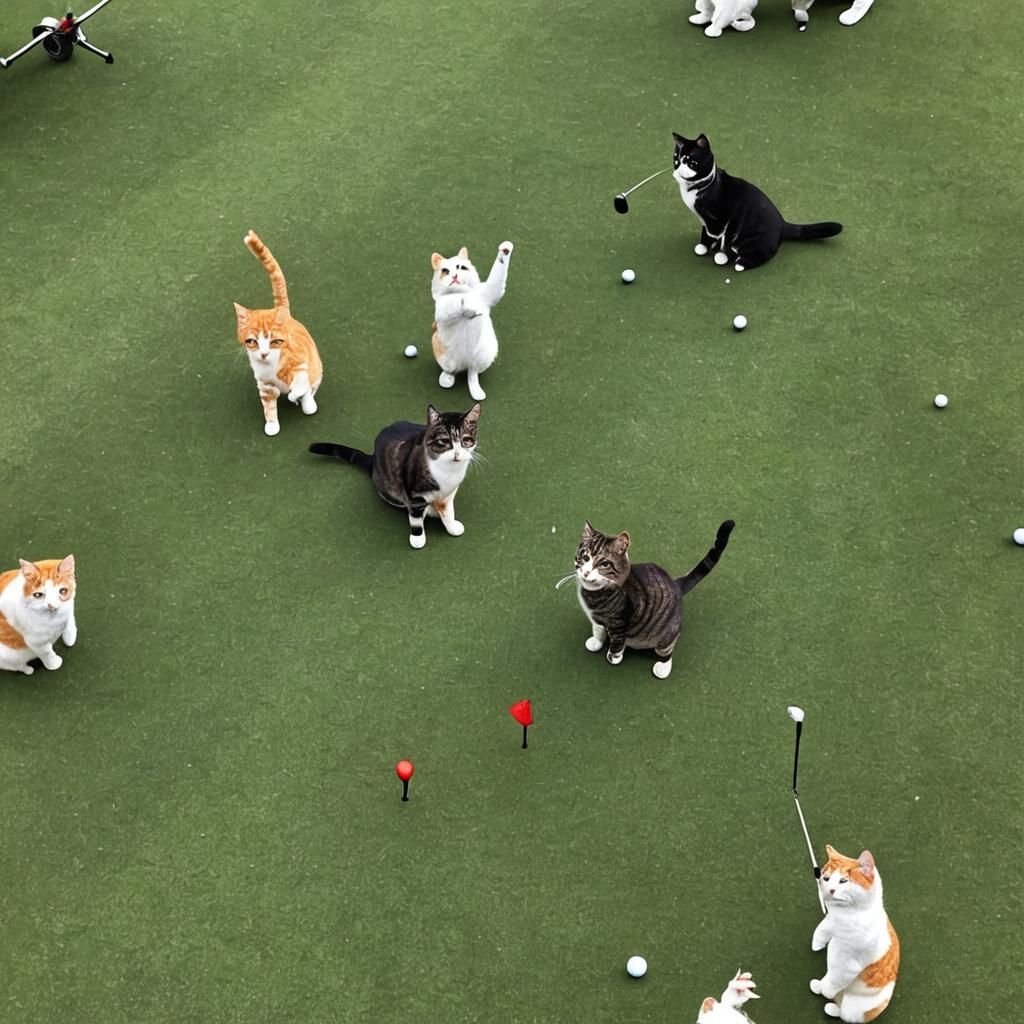Cats Playing Golf