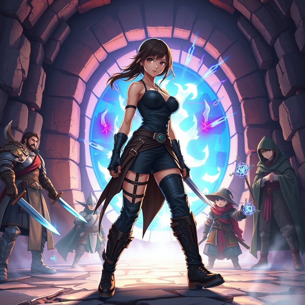 Epic Fantasy Warrior Steps into Ancient Portal