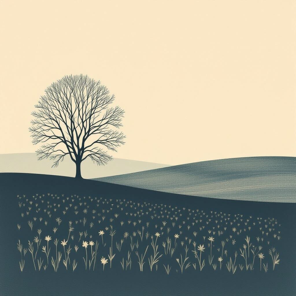 Minimalist Serigraph Print on Textured Paper