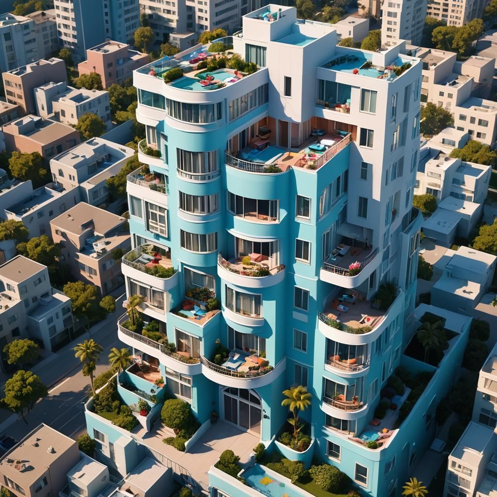 Light Blue Barbie Dreamhouse: Detailed Matte Painting