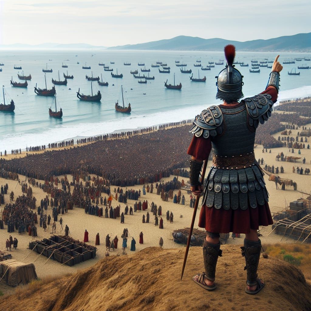 Ancient Commander Overseeing Beach Landing