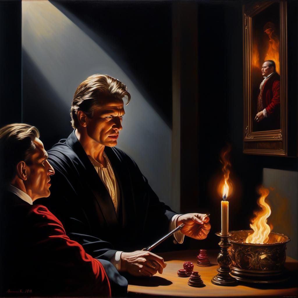 Dramatic Oil Painting: Societal Decay and Retribution