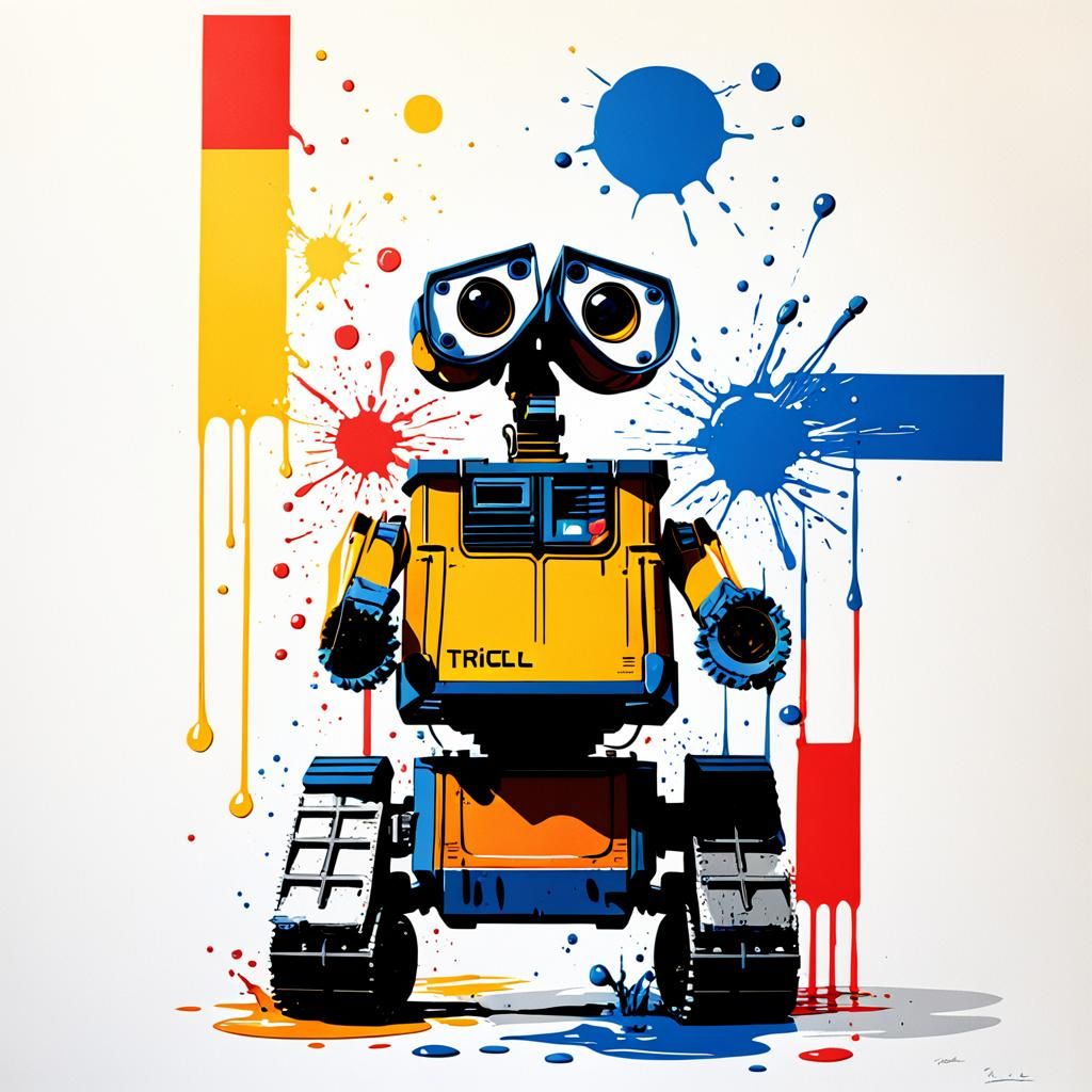 Wall-E Pop Art Tricolor Screen Print