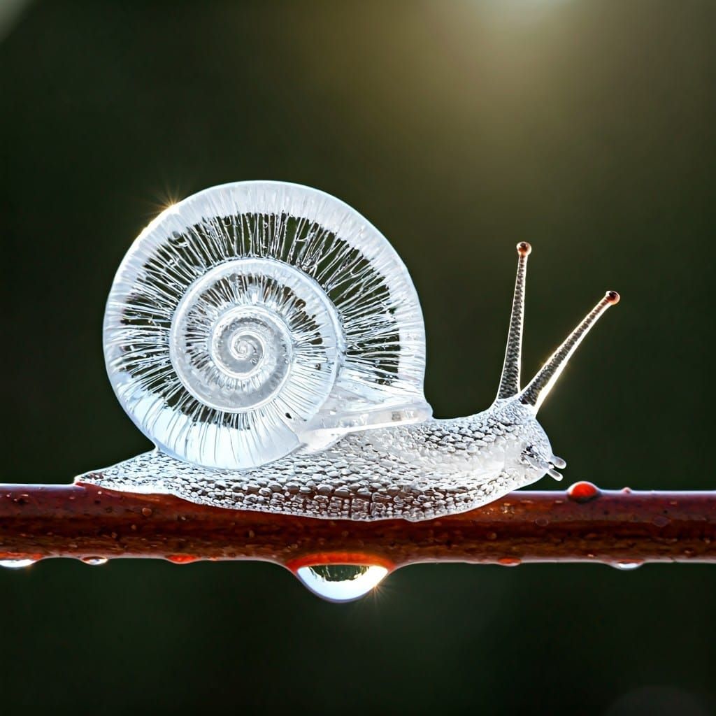 Transparent Ice Snail Melts: Macro Photography