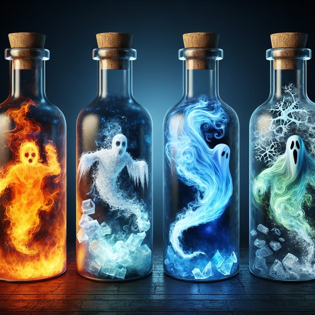 Elemental Ghosts Contained: Fire, Ice, Wind, Earth
