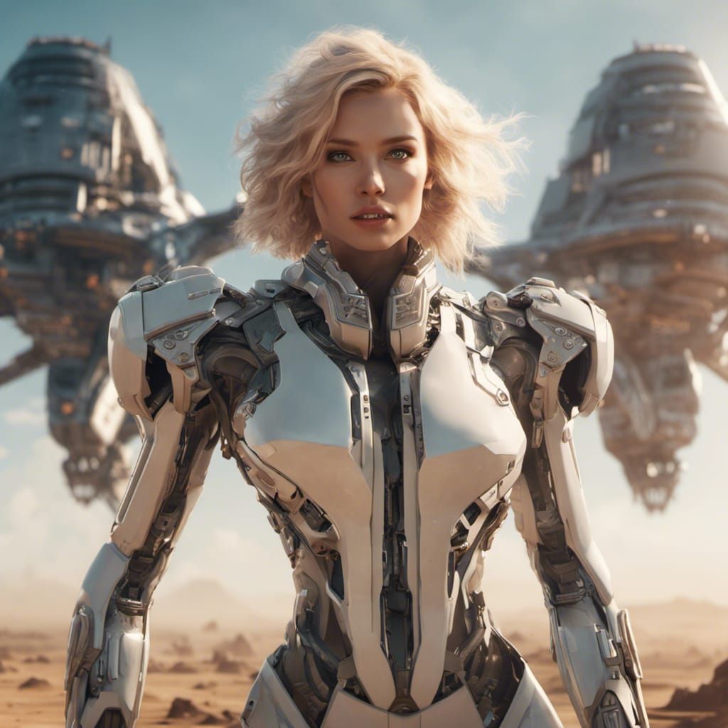 Fantasy Archeologist Observes Starship in Sci-Fi Scene