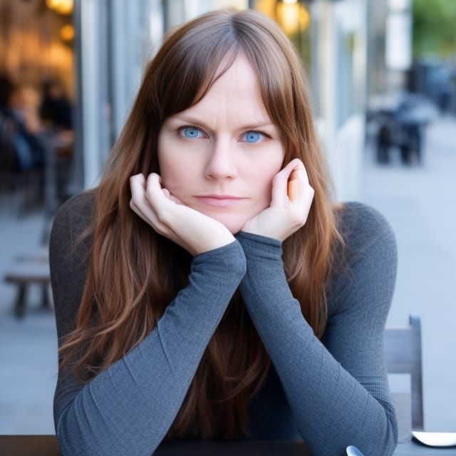 Attractive Woman with Brown Hair at Restaurant
