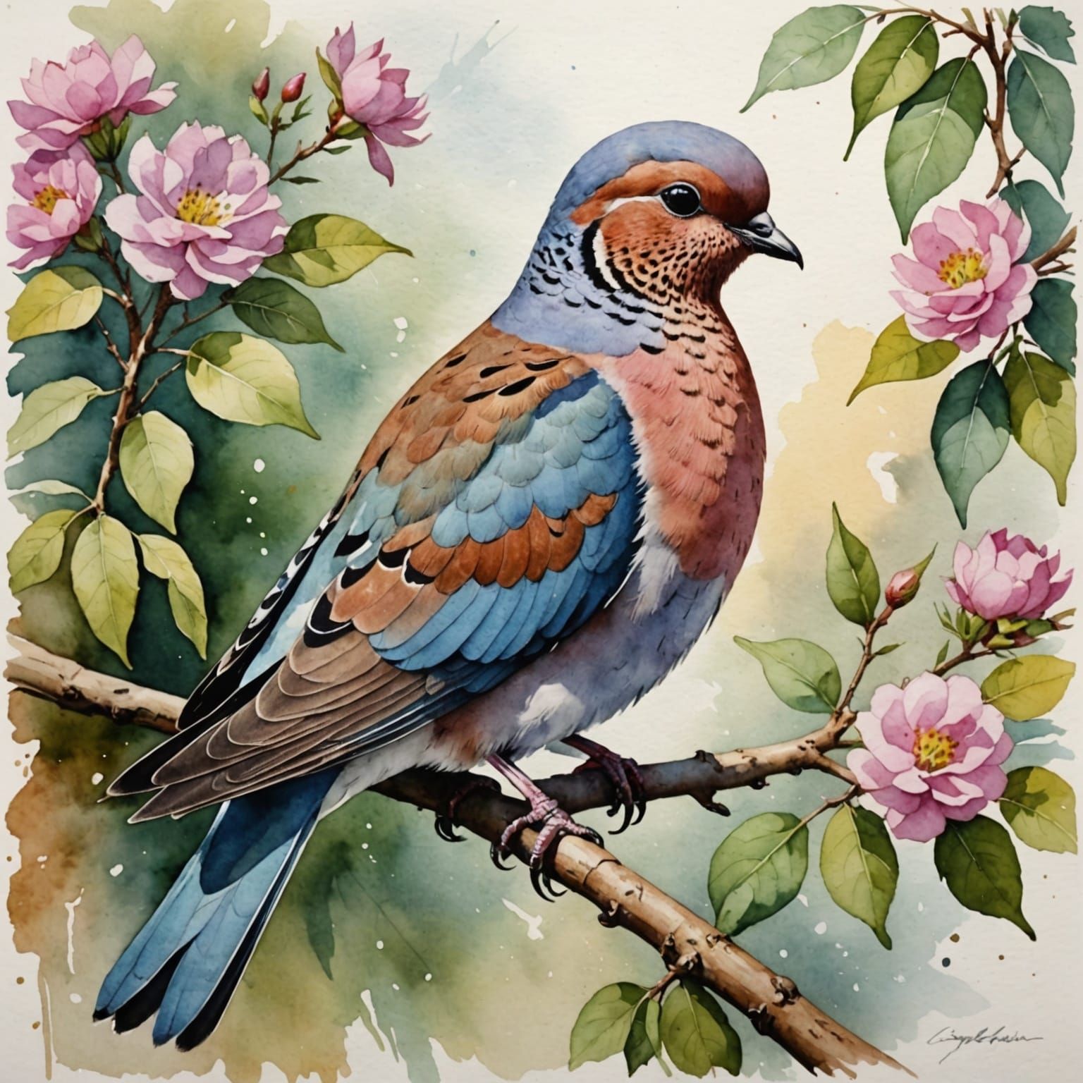 Watercolor Dove Portrait in Delicate Brushstrokes