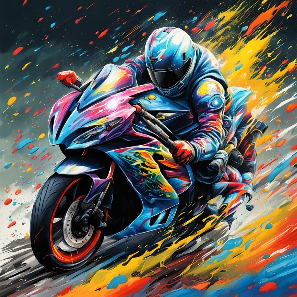 Hayabusa Motorcycle in Graffiti Street Art